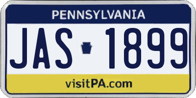 PA license plate JAS1899
