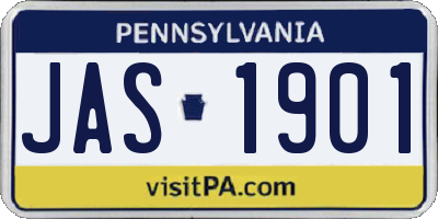 PA license plate JAS1901