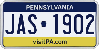 PA license plate JAS1902