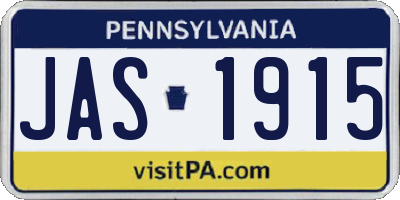 PA license plate JAS1915
