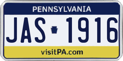 PA license plate JAS1916