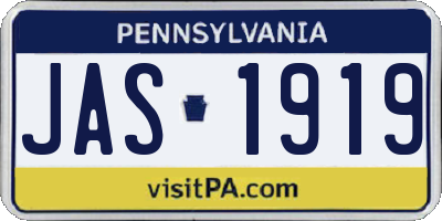 PA license plate JAS1919