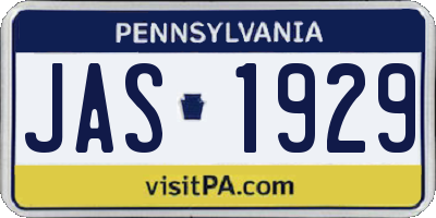 PA license plate JAS1929