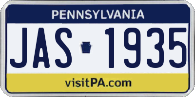 PA license plate JAS1935