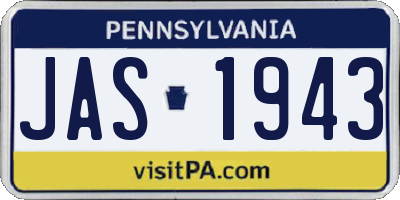 PA license plate JAS1943