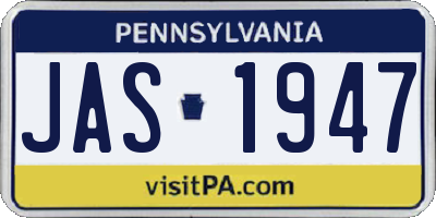 PA license plate JAS1947