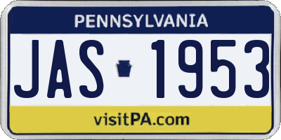 PA license plate JAS1953