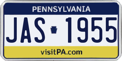 PA license plate JAS1955