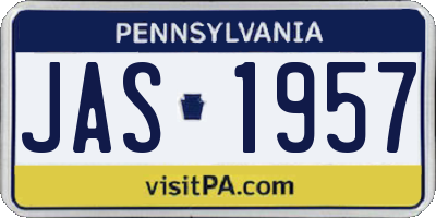PA license plate JAS1957