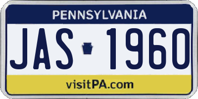 PA license plate JAS1960