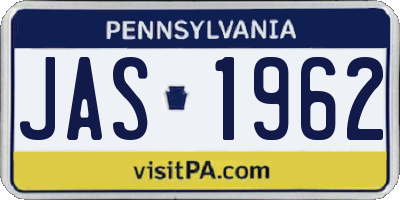 PA license plate JAS1962