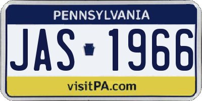 PA license plate JAS1966