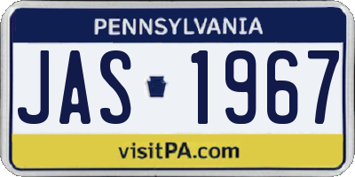 PA license plate JAS1967