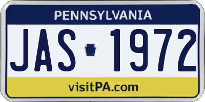 PA license plate JAS1972