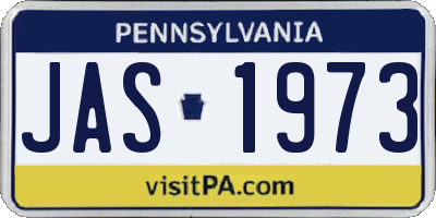 PA license plate JAS1973