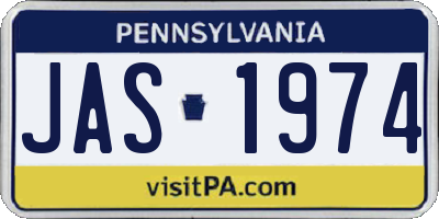 PA license plate JAS1974