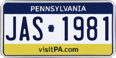 PA license plate JAS1981