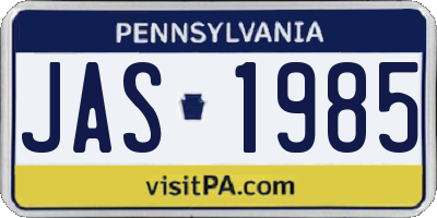 PA license plate JAS1985