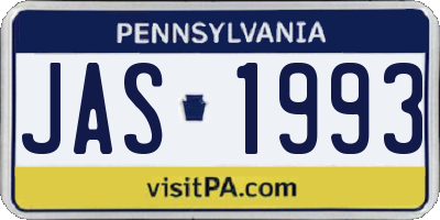 PA license plate JAS1993