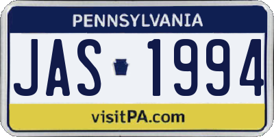 PA license plate JAS1994