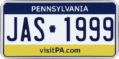 PA license plate JAS1999