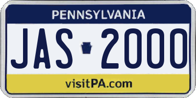 PA license plate JAS2000