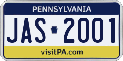 PA license plate JAS2001
