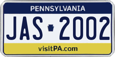 PA license plate JAS2002