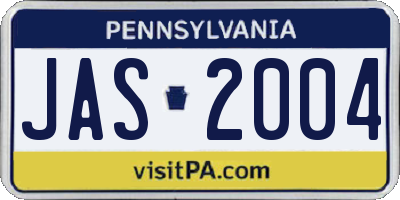 PA license plate JAS2004