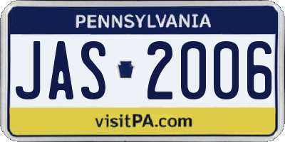 PA license plate JAS2006