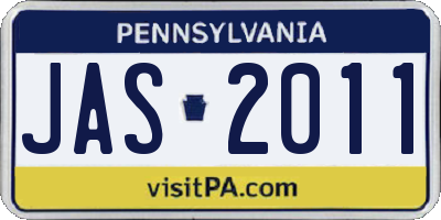 PA license plate JAS2011