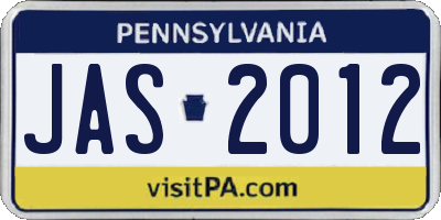 PA license plate JAS2012