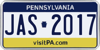 PA license plate JAS2017