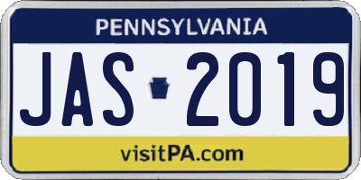 PA license plate JAS2019