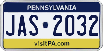 PA license plate JAS2032