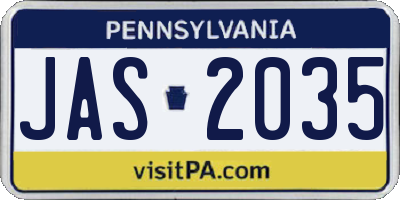 PA license plate JAS2035