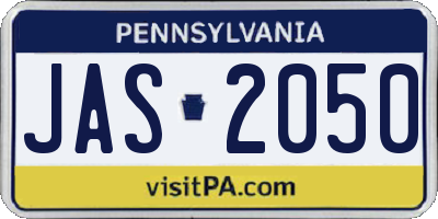 PA license plate JAS2050