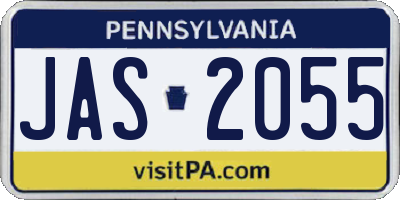PA license plate JAS2055