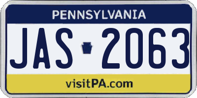 PA license plate JAS2063