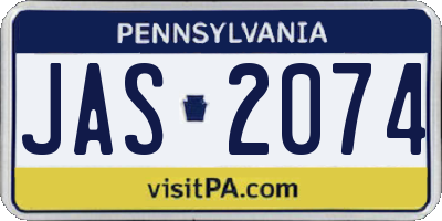 PA license plate JAS2074