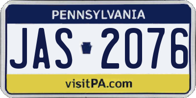 PA license plate JAS2076
