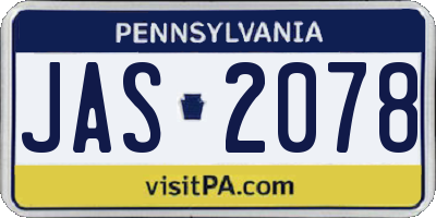 PA license plate JAS2078