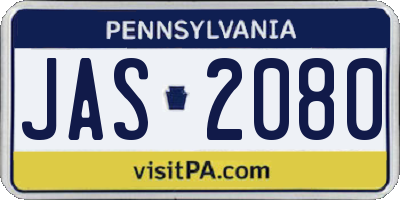 PA license plate JAS2080