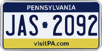 PA license plate JAS2092