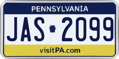 PA license plate JAS2099