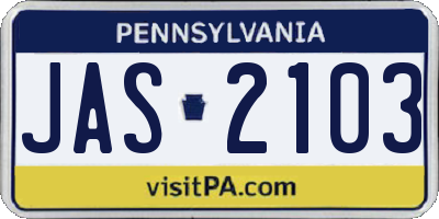 PA license plate JAS2103