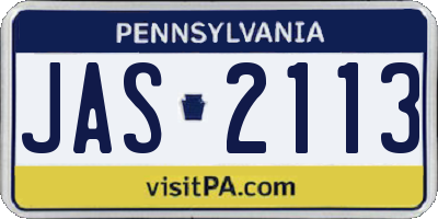 PA license plate JAS2113