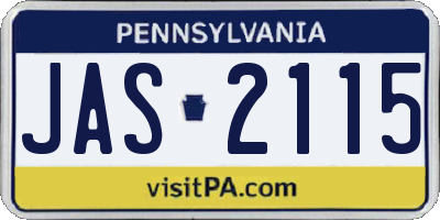 PA license plate JAS2115