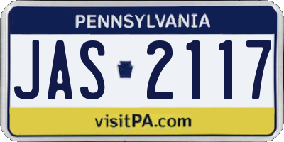 PA license plate JAS2117