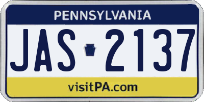 PA license plate JAS2137